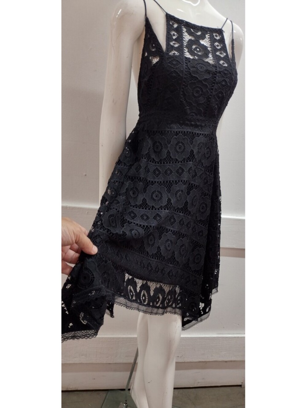 FREE PEOPLE Black Backless Eyelet Dress Sundress Sexy Kierchief Size 2 Small 128